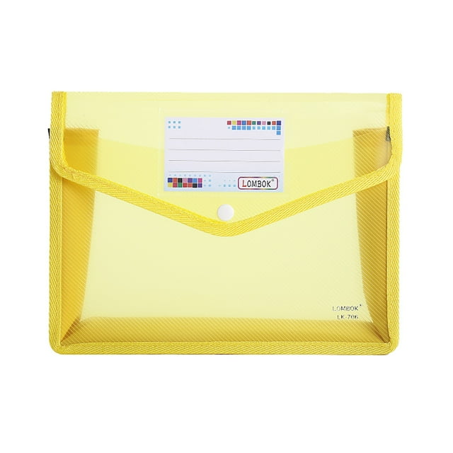 ZTTD 1 Pack Plastic Expanding File Folder, Folders for Documents with Snap Closure and Label Pocket, Yellow File Folder Organizer Holder, Transparent Accordion File Pouch,Large Capacity, A5 Size