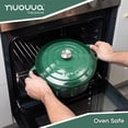 thumbnail image 3 of Olla holandesa de hierro fundido con tapa – Cacerola esmaltada antiadherente apta para horno – Batería de cocina resistente para horno holandés – Verde oscuro, 7.3 cuartos, 30 cm – de Nuovva, 3 of 5