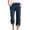 Navy, variant on Bloomae Capri Pants for Women Casual 2025 Summer Drawstring Elastic High Waist Linen Pants Wide Leg Plus Size Lounge Capris with Pockets Light Blue L