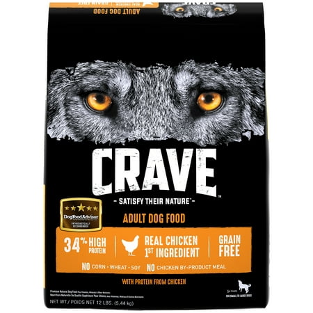 CRAVE Grain Free Adult Dry Dog Food with Protein from Chicken, 12 lb.