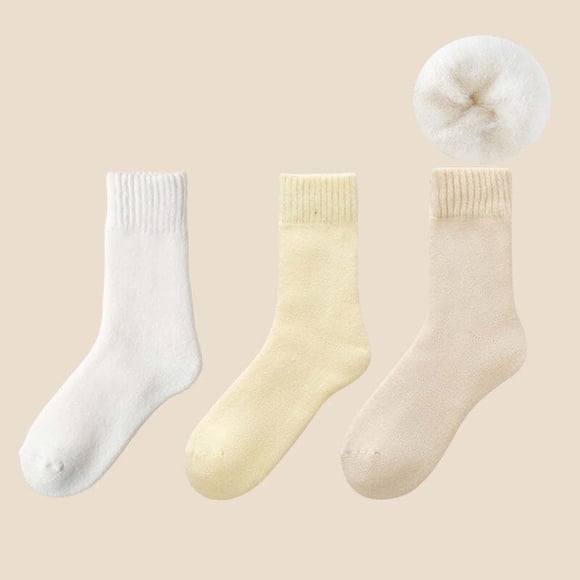 3 pares de calcetines térmicos de invierno para mujer y niño | Calcetines de mezcla de lana gruesa de longitud media | Cálidos, aislantes y absorbentes de humedad | Calcetines para clima frío y