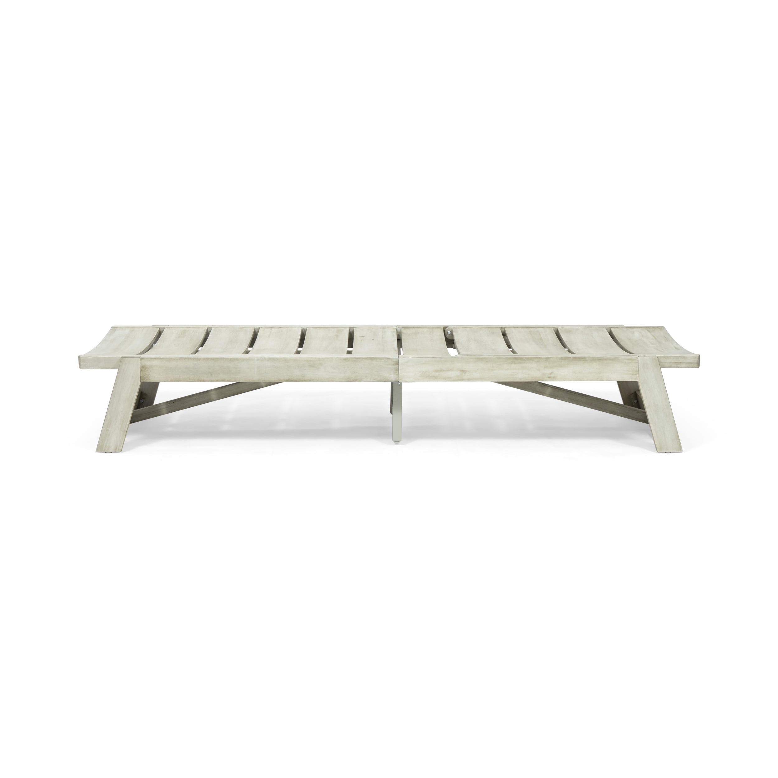 Cullen Outdoor Wood and Iron Chaise Lounge, Light Gray and Gray