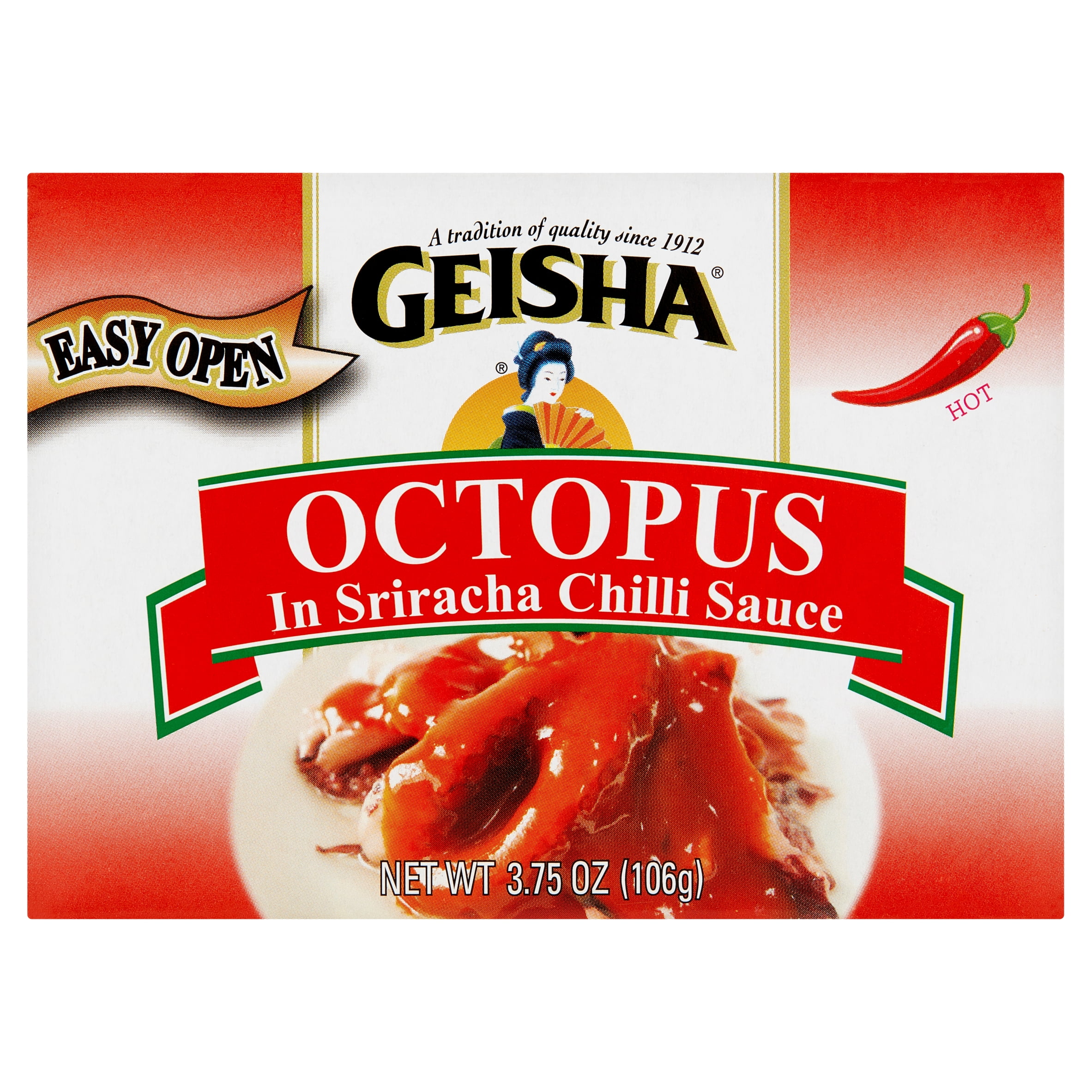 (2 pack) Geisha Octopus in Srirachara Chilli Sauce, 3.75 Oz (106g), Ready to Eat in an Easy Open Can
