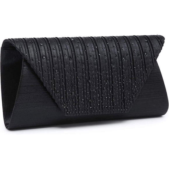 Jinsinto Evening Bag for Women Glitter Rhinestone Wedding Evening Purse Crystal Envelope Clutch Crossbody Shoulder Bags Black
