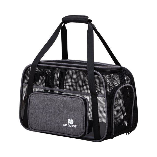 Bolsa de viaje de malla plegable al aire libre pequeña mascota gato perro portador bolso (gris L) Likrtyny Para estrenar