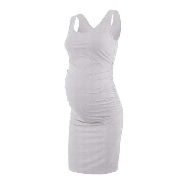zanvin Robe de Grossesse pour Femmes, Femme Col Rond Uni Sans Manches Allaitement Grossesse Robe de Maternité d'Allaitement