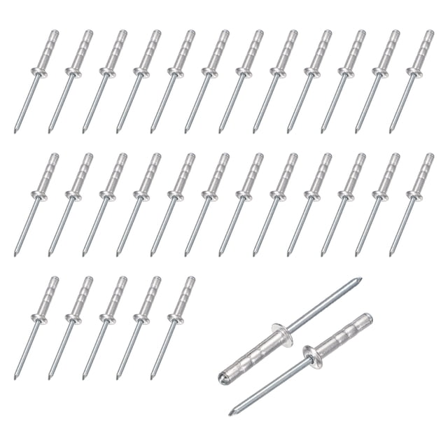 Uxcell 100 piezas de remaches de agarre de cabeza grande de aluminio 5/32" x 3/4" surtido de remaches ciegos de agarre múltiple para reparaciones automotrices, kayak, barco, edificios, contenedores