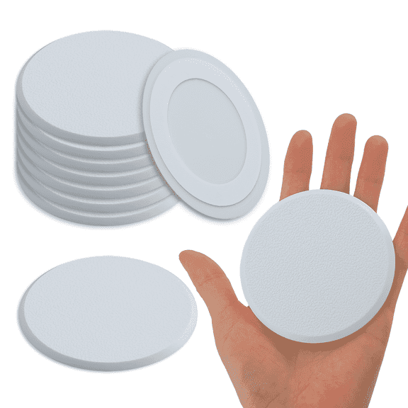 WellMade 3 1/4 in Wall Shield Self Adhesive Protector Round, Rigid Vinyl Hard Wall Protection Pads, White, 10 Pcs