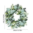 thumbnail image 3 of Artificial Eucalyptus Wreath with Plaid Bow, Spring Summer Green Leaf Wreath for Front Door Porch Farmhouse Decor, Festival Celebration Decor (13.8in), 3 of 6