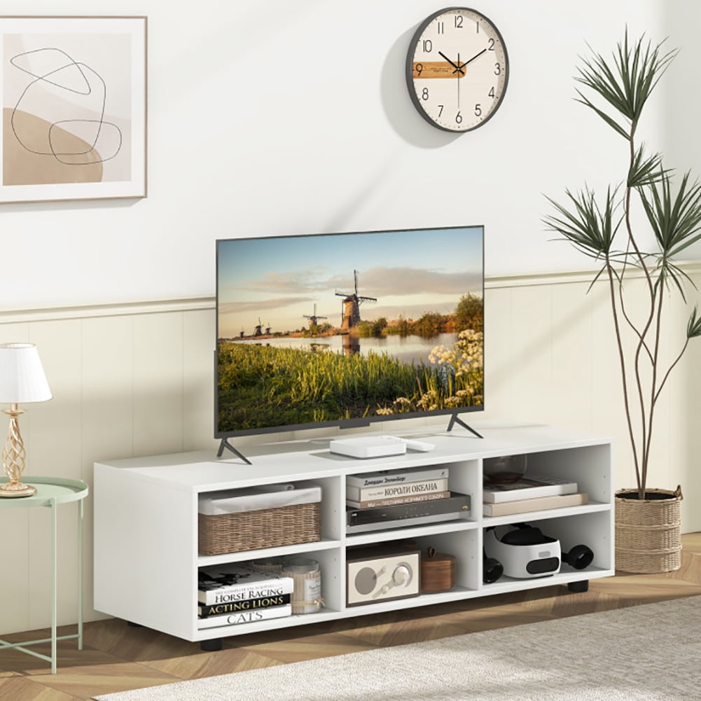 Spaco Modern Entertainment Center TV Stand for TVs up to 50 Inch, TV Stand for Indoor as Home, White