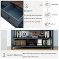 thumbnail image 5 of Tcbosik Console Table for Entryway, Farmhouse Wood Sofa Table with 3 Drawers & Storage Shelves for Living Room, Hallway Table and Modern Couch Tables Behind Sofa (Espresso+Navy), 5 of 9