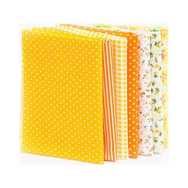 pitrice 7 Pieces Cotton Fabric Flower Print Colorful Quarters Bundle SewingQuilting Crafting Mixed Style Patchwork Set Yellow