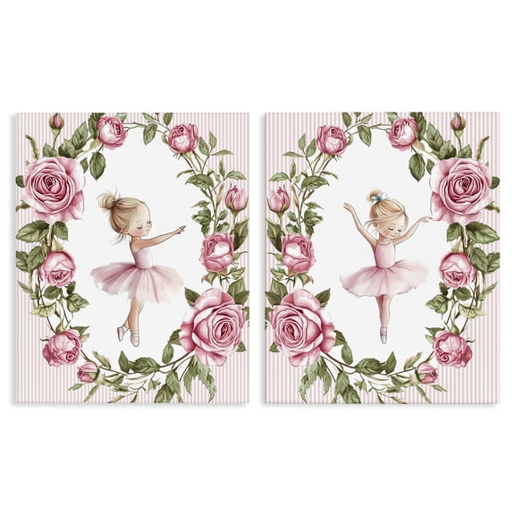 Stupell Industries Little Rose Dancers 2 Piece Canvas Wall Art Set, design by Christine Simpson Art