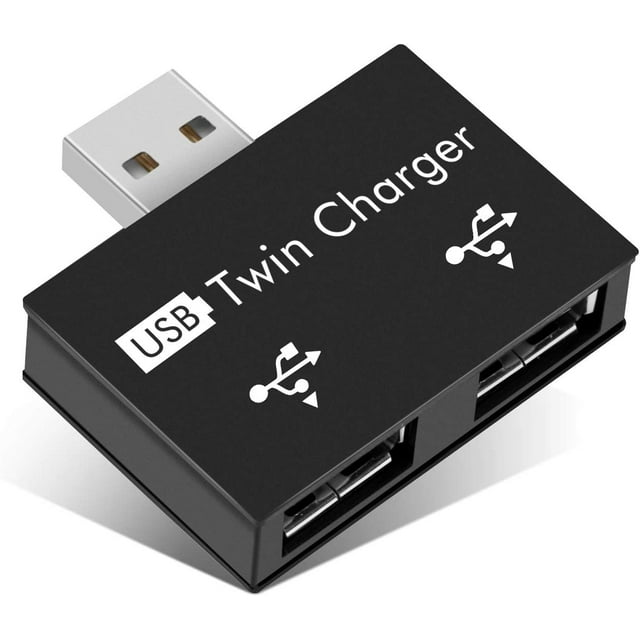 Health Gear USB2.0 2-Port, Portable 2-Port USB Hub, Male to Dual USB Female Adapter(Black)