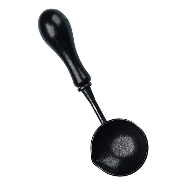 Cuchara de cera para sellar, elegante y vintage, con mango largo de madera para artículos hechos a mano. Negro