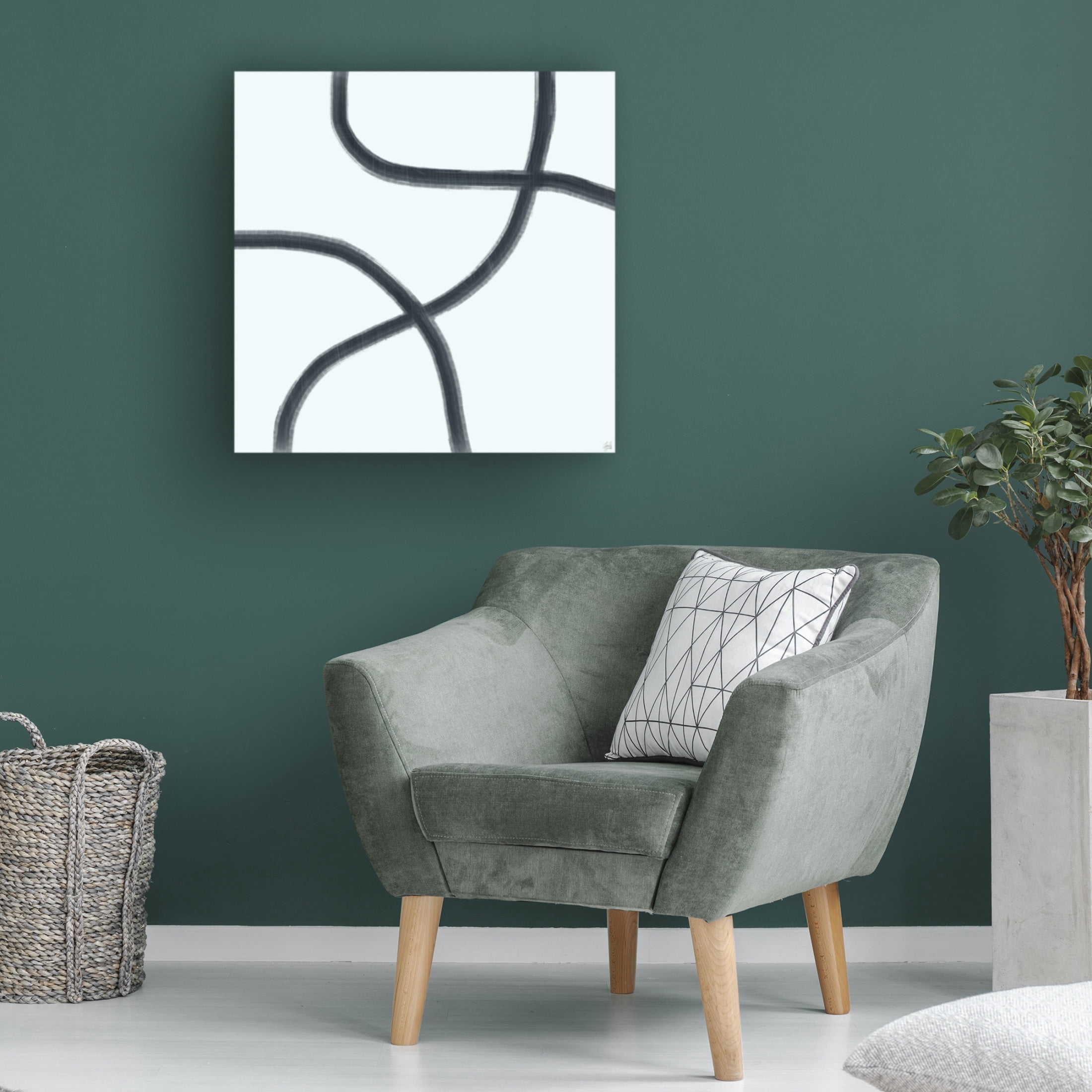 Canvas Wall Art - Line and Brush 'Single Wanderings 6' Wall Art for Living Room, Bedroom, or Office Décor by Trademark Fine Art - 14 x 14 Inches