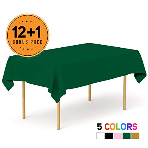 Emerald Green 13 Pack Premium Disposable Plastic Tablecloth 54 x 108