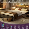 thumbnail image 3 of Homieasy Full Size Bed Frame with Charging Station and LED Lights, Industrial Platform Bed with Headboard and 4 Storage Drawers, Steel Slat Support, No Box Spring Needed, Easy Assembly, Black Oak, 3 of 8