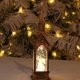 thumbnail image 4 of Bronze Water Filled Illuminated Church House Ornament Festival Atmospheres Lighting For Seasonal Celebration, 4 of 8