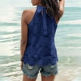 thumbnail image 4 of UPPADA Womens Halter Tank Tops Cute Eyelet Blosues Casual Summer Lace Tank Tops Solid Color Sleeveless Tunic Tops with Ruffle Hem Design Flowy Going Out Tops,XL Navy Tank Tops, 4 of 7