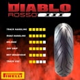 thumbnail image 4 of Pirelli Diablo Rosso III 110/70ZR17 Front & 240/45ZR17 Rear Tire Set w/ Keychain, 4 of 5
