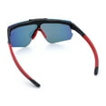 thumbnail image 7 of Polarized Mens Flip Up Rimless Oversized Shield Plastic Sport Sunglasses Black Red - Orange Mirror, 7 of 7