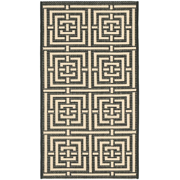 Safavieh Courtyard Ariana Geometric Indoor/Outdoor Area Rug, Black/Bone, 2' x 3'7"