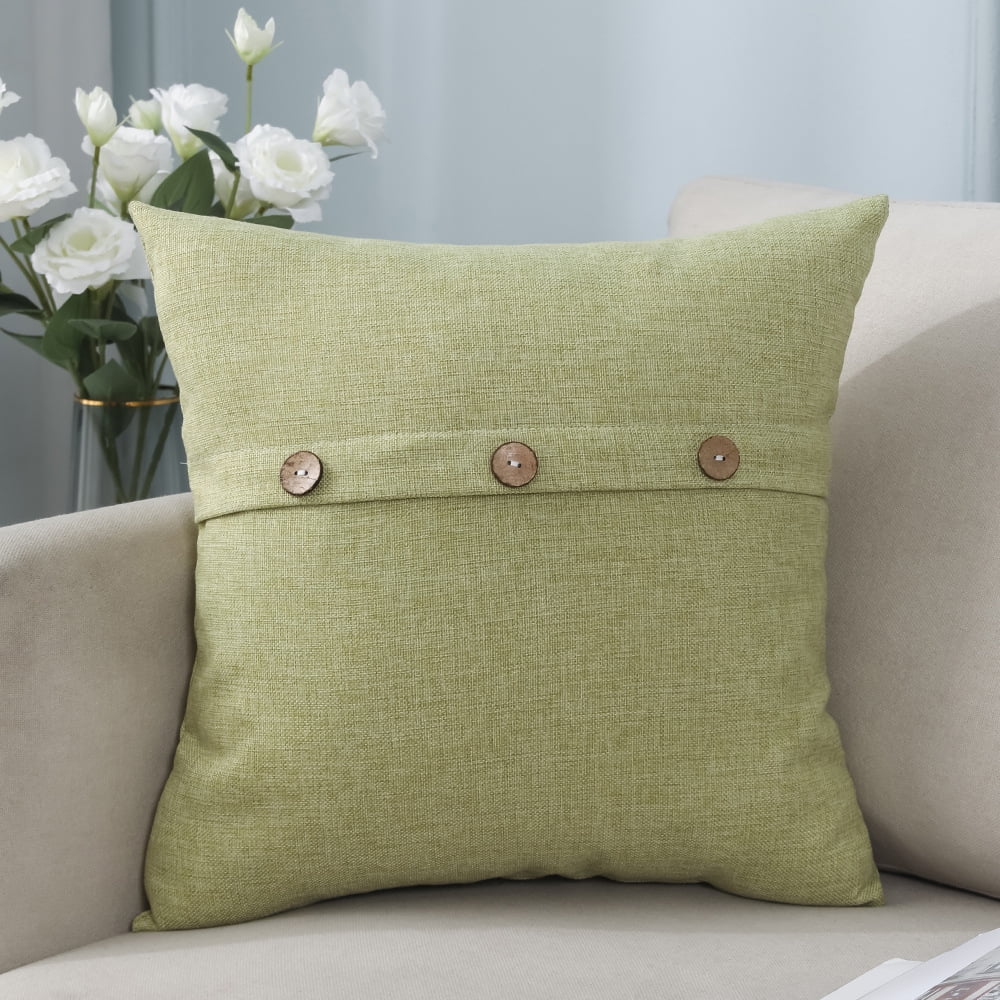 18x18 Inch Green MIULEE Solid Linen Pillow Covers and Trilpe Button Pillow Covers Bundle 18x18 Inch Green MIULEE Solid Linen Pillow Covers and Trilpe Button Pillow Covers Bundle