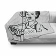 thumbnail image 3 of Vintage Woman Soft Flannel Fleece Blanket, Housewife Wearing Mittens Holding and Serving Freshly Baked Pie at Home, Cozy Plush for Indoor and Outdoor Use, 70" x 90", Black and White, by Ambesonne, 3 of 6