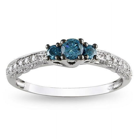 Lustrous Sapphire And Moissanite Diamond Cheap Engagement Ring 1.50 Carat on 10k White Gold