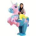 thumbnail image 4 of Inflatable Ride-On Unicorn Costume - Colorful Pastel Magical Outfit For Parties & Themed Events,Height 4'11"-6'3",Unicorn, 4 of 6