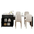 thumbnail image 3 of Sumdeal Îlot de Cuisine de 82,7 Pouces avec Table à Manger Extensible pour 4-6, Chariot en Faux Marbre avec Prise de Courant (2 AC, USB, Type-C), 2 Tiroirs, Rangement Double Face, Roues Verrouillables, Noir, 3 of 8
