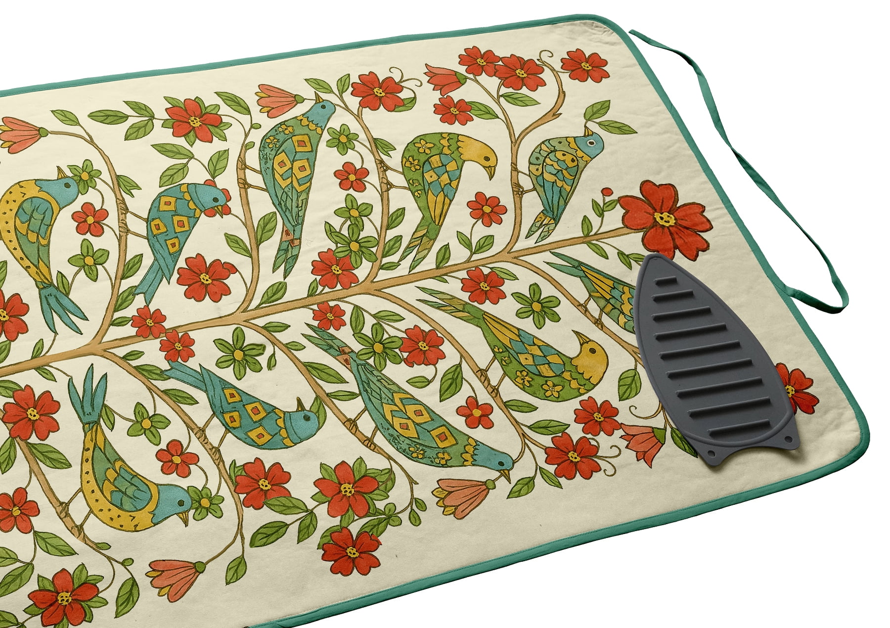 Vargottam Magnetic Ironing Mat - Foldable Cotton Iron Mat with Fiber Pad & Silicone Iron Rest - Portable, Washable, Travel-Friendly Ironing Board Alternative for Tabletop, Washer, Dryer - Bird