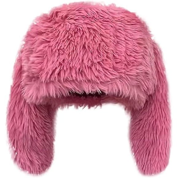 Cute hat women's hat winter hats fluffy fur snow hat with ears winter hats for big heads ear muff hat women fluffy hats for women hot pink