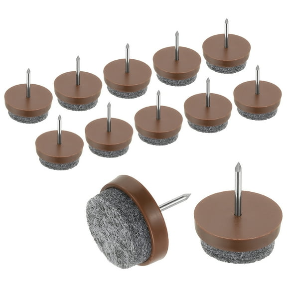 Uxcell 0.79" Screw-on Furniture Felt Pad Nail on Chair Leg Floor Protector Brown 40 Pcs