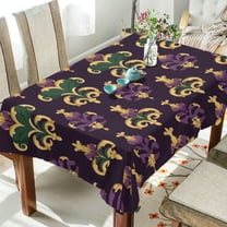 Yayeee Tablecloths 54" x 54" Rectangle Wrinkle Resistant Party Table Cover, Gold and Purple Floral Pattern
