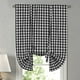 thumbnail image 1 of Buffalo Tie Up Window Cortinas - Cortinas de cenefa de cocina semitransparentes con bolsillo para barra, cortinas de cocina, 42 pulgadas, 1 Negro Macarena cortinas a cuadros de búfalo, 1 of 8