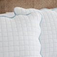 thumbnail image 4 of White King Size Quilt Bedding Set, Blue Scalloped Farmhouse Country Rustic Lightweight Soft Coverlet for All Season, Cute Cozy Pick Stitch Bedspread, 2 Pillow Shams, 4 of 8
