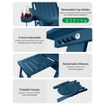 thumbnail image 3 of WINSOON Folding Adirondack Chair Five-Gear Adjustable Backrest, Adirondack Retractable Ottoman, Weather Resistant with Cup-Holder for Outdoor, Fire Pit, Patio, Garden, Lawn, 380lbs(Navy), 3 of 4