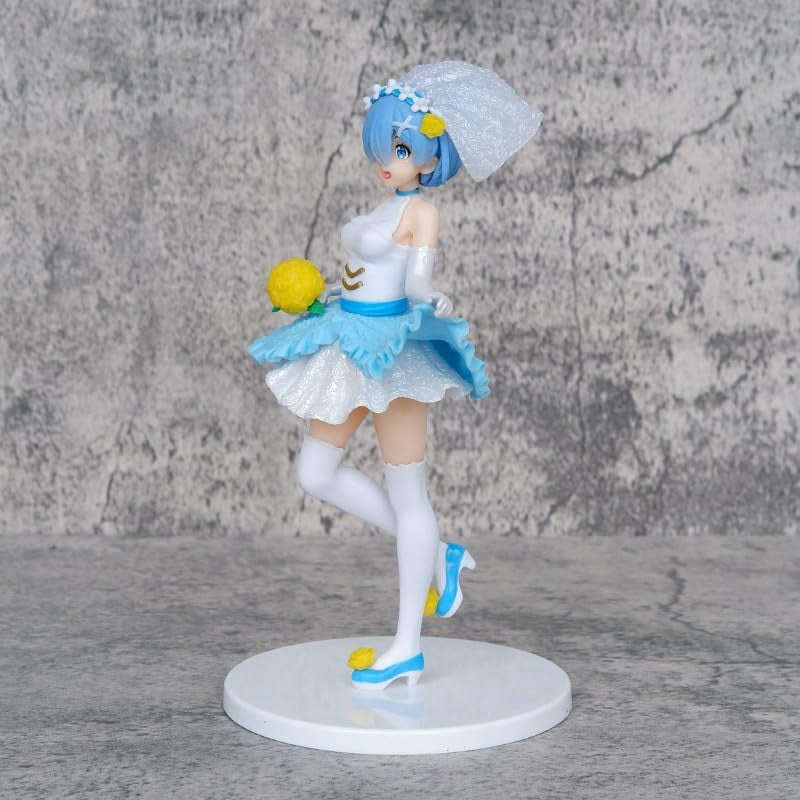 Newly Rem Figure Wedding Dress Rem Figurine 20cm/7.9inch Handmade PVC Anime Cartoon Manga Game Character Model Statue Collectible Craft Gift
