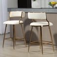 thumbnail image 4 of (SET of 2) 26'' Counter height bar stools Corduroy kitchen island counter bar stool with back,golden chromed base and footrest, 4 of 14