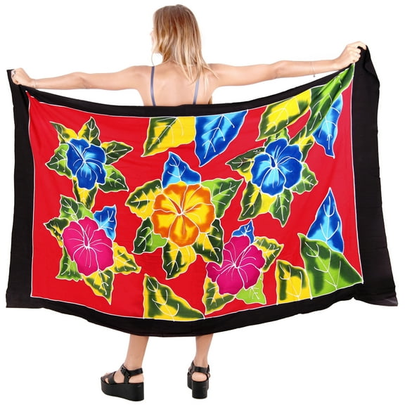 HAPPY BAY Women's Beachwear Summer Beach Wrap Bikini Wraps Sarong Coverups Skirt Bathing suit Swim Cover up Swimwear Swimsuit Coverups for Women One Size Coal, Floral