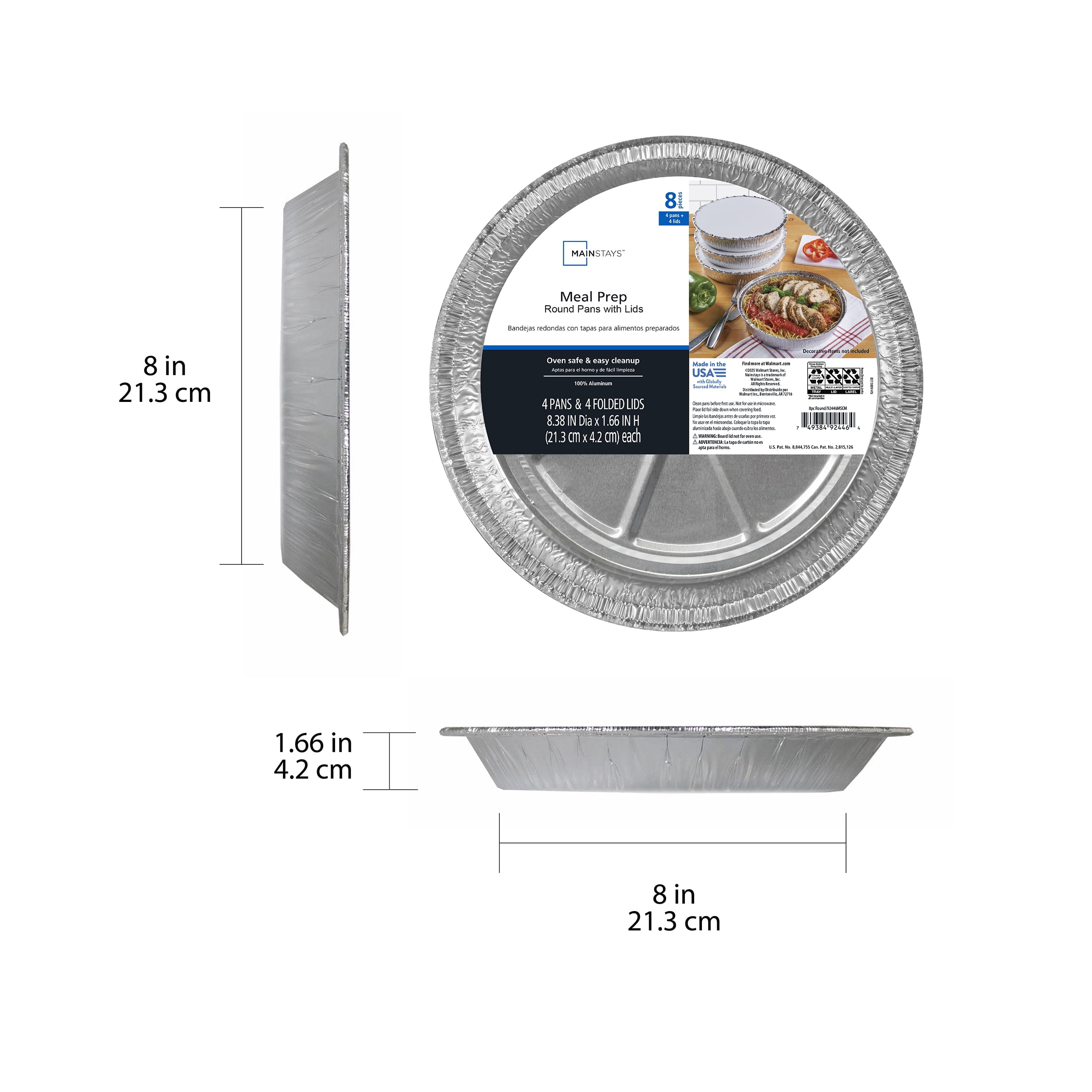Mainstays 9" Aluminum Round Cake Pans with Folded Lids, 4 Count,