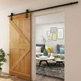 thumbnail image 5 of CCJH 11 FT Sliding Barn Door Hardware Track Kit Fit Max 66" Wide Door Single Door Hanging Rail Anchor Style Black, 5 of 5