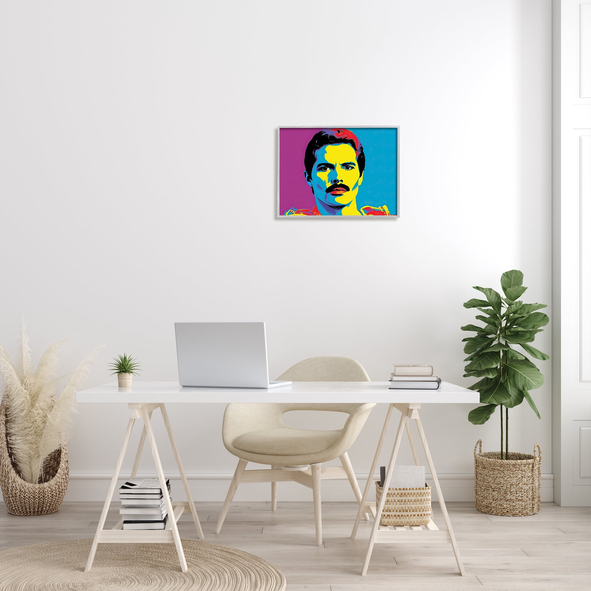 Stupell Industries Freddie Mercury Pop Style Abstract Painting Gray Framed Art Print Wall Art, 20 x 16