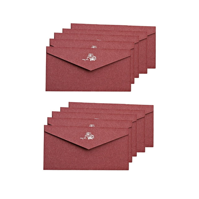 CIMAXIC Wedding 10Pcs Retro Gilding Envelope Classical Wedding Invitation Blank Envelope Party Paper Envelopes (Claret, Rose),8.66"X4.33"X0.04"