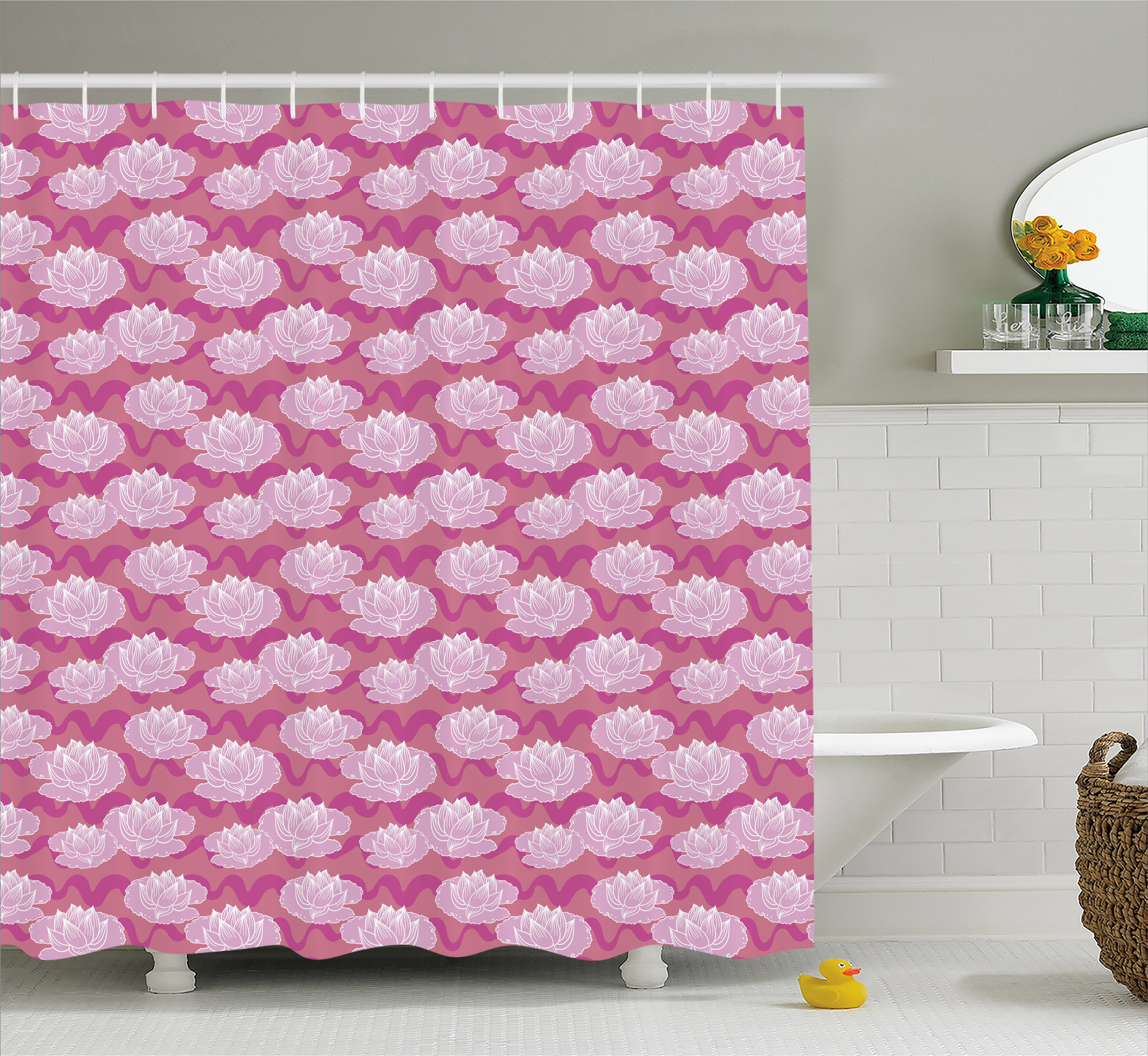 Lotus Shower Curtain, Sacred Flower Arrangement Japanese Folklore ...