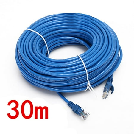 Belkin Blue Connector - 30M Lan Cable 100FT CAT5E Network Ethernet Internet RJ45 LAN Cable Cord Wire Male Connector Reticle Blue