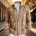 thumbnail image 5 of Men's Boho Floral Button Down Shirt Relaxed Long Sleeve Top Wedding Guest Outfit, 5 of 5