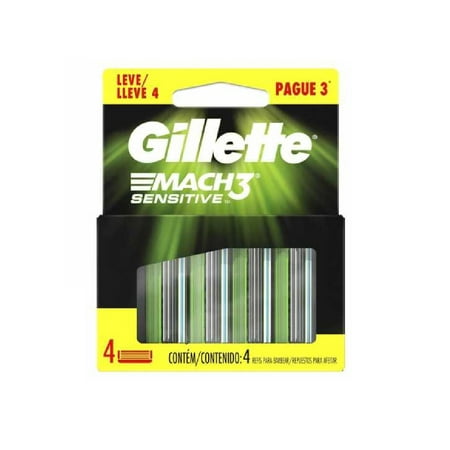 Gillette Mach3 Sensitive Refill Blade Cartridges, 4 count